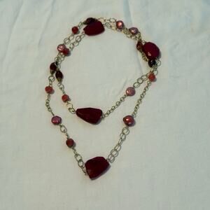 Vintage - Agate and Glass bead Necklace - Continuous Strand - Approx 40"